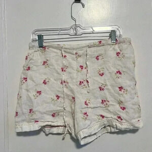 Zara home linen collection floral coastal boho shorts Size M-L RARE